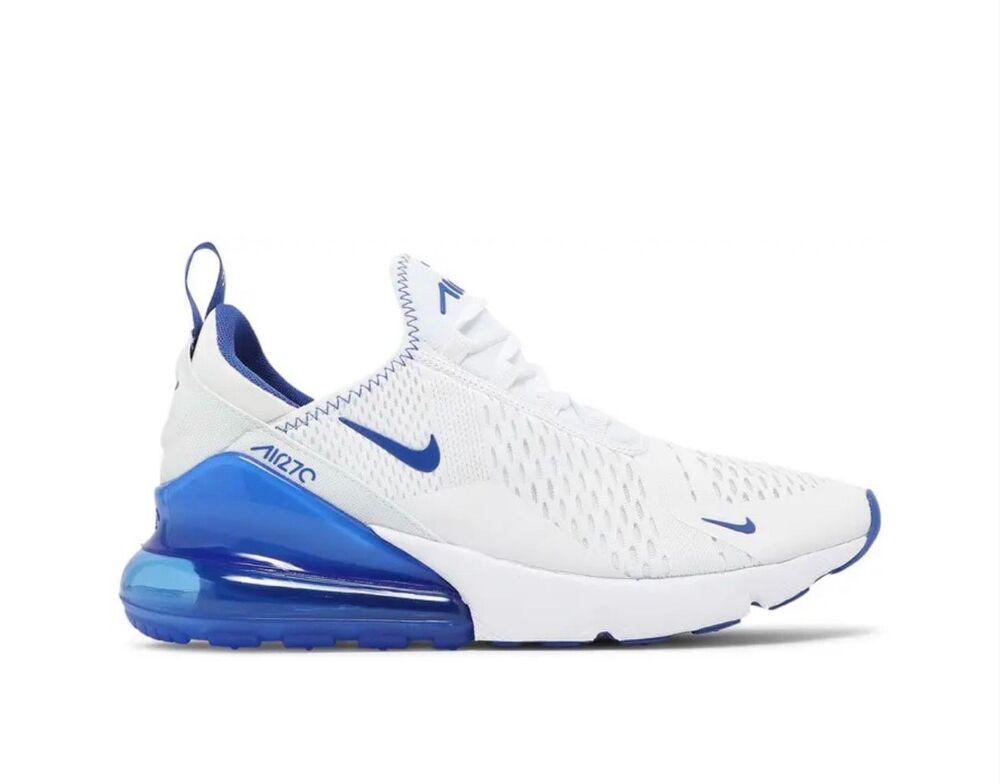 Nike Men's Air Max 270 Mesh Lace Up Athletic Shoes White Racer Blue Size 8.5 NEW